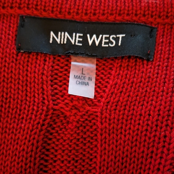 Nine West, Red, Cable-Knit, Fit & Flare, Sweater Dress, Size Large, NWOT - Picture 7 of 15